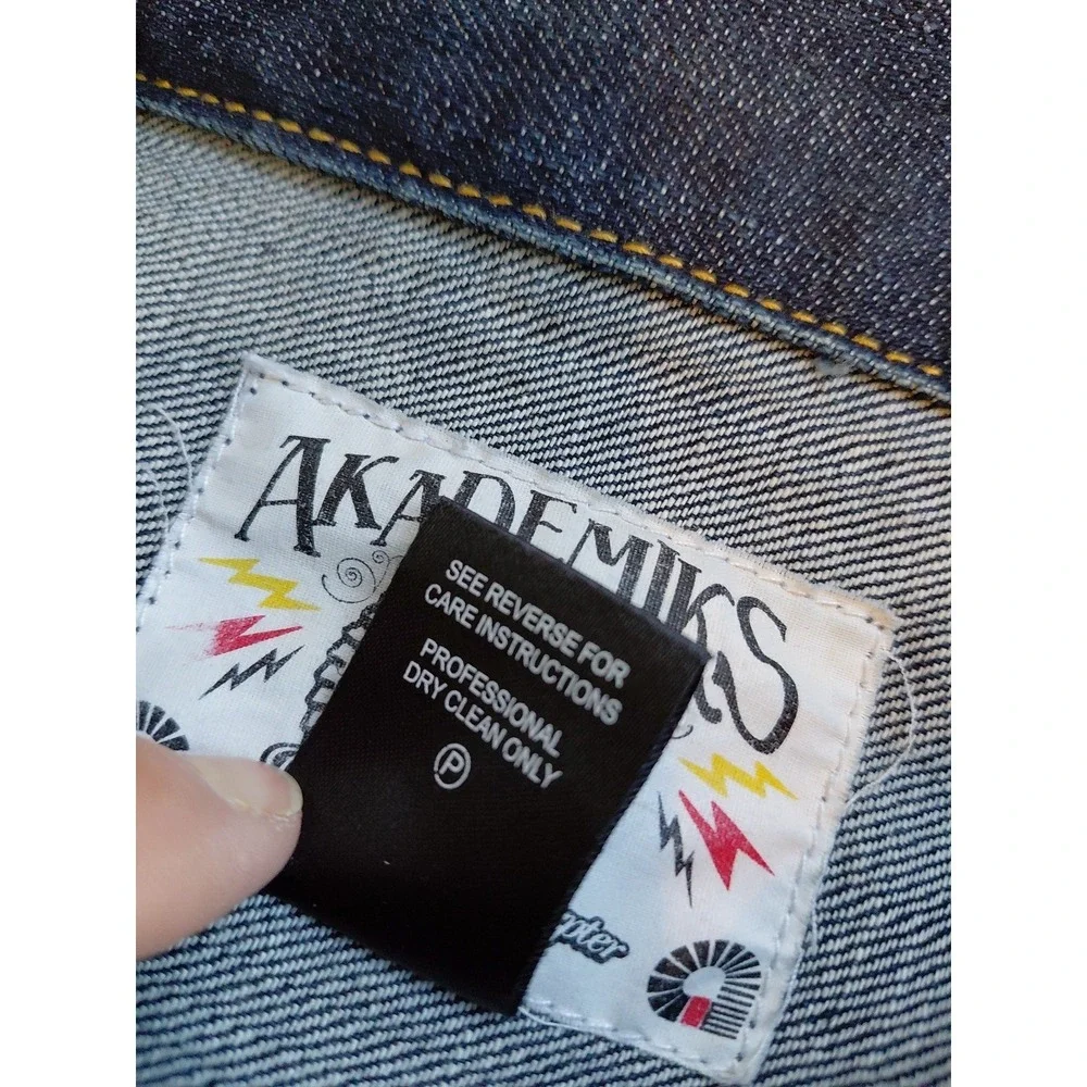 Vtg 90s AKADEMIKS MENS JEAN DENIM JACKET  Sz 2X Hip-hop‎ Rap Skater